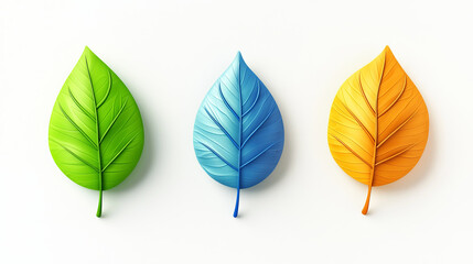Obraz premium Isolated multicolored leaves on a white background