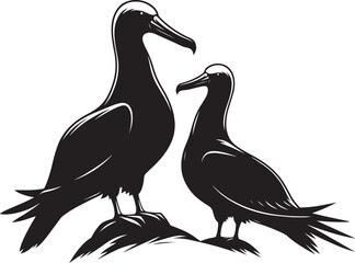 Beautiful albatross bird Silhouette isolated on white background Minimalist albatross vector shape
