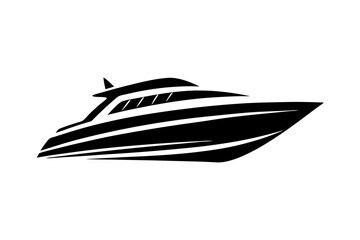 Luxurious yacht  logo design silhouette vector on a white background