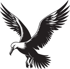 Beautiful albatross bird Silhouette isolated on white background Minimalist albatross vector shape