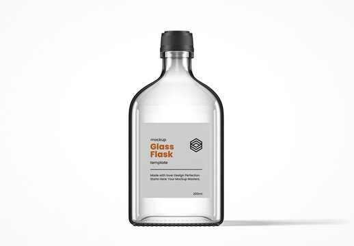 Rectangular Clear Glass Flask Mockup