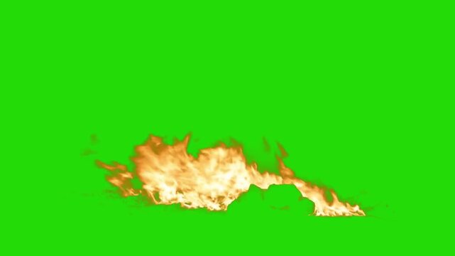 flame burning, suitable for ignition of bonfire, grassland, forest and other fire scenes, alpha isolated green screen background