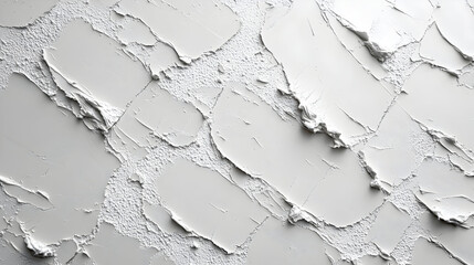 Textured white wall with peeling paint for artistic background.