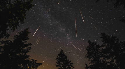 A beautiful meteor shower called Perseid lit up the clear night sky. --ar 16:9 --v 6.1 Job ID: a1a03360-06e4-4ae6-abe7-fa051d74005b