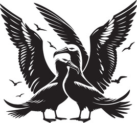 Beautiful albatross bird Silhouette isolated on white background Minimalist albatross vector shape
