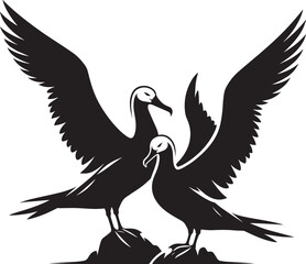 Beautiful albatross bird Silhouette isolated on white background Minimalist albatross vector shape