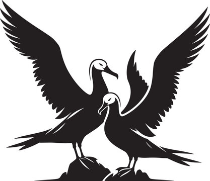 recommend clip art: Beautiful albatross bird Silhouette isolated on white background Minimalist albatross vector shape