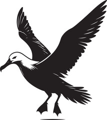 Beautiful albatross bird Silhouette isolated on white background Minimalist albatross vector shape