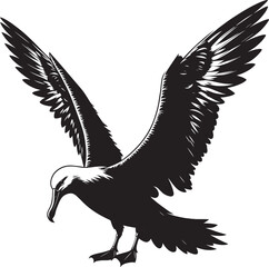 Beautiful albatross bird Silhouette isolated on white background Minimalist albatross vector shape