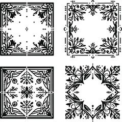 For Decoration And Design Frames In Vintage Style Monochrome Cosmonaut On Solid White Background