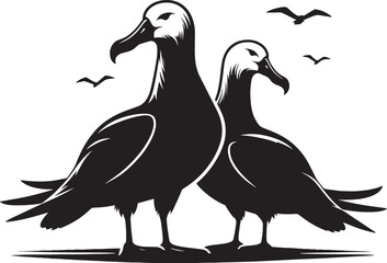 Beautiful albatross bird Silhouette isolated on white background Minimalist albatross vector shape