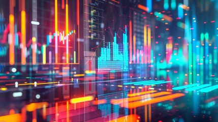 Dynamic data analysis  vibrant charts and graphs illustrating complexity and insights in image