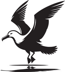 Beautiful albatross bird Silhouette isolated on white background Minimalist albatross vector shape