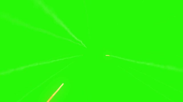 missil, gun, rocket shot bonfire attack on green screen background