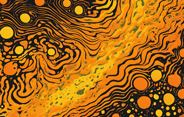 Indigenous art pattern in color orange and tan in the style of wavy lines and organic shapes, Abstract marble floral pattern texture Traditional art of Ebru marblingxA, abstract liquid wave orange gra