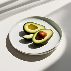 Avocado Halves on a Plate 