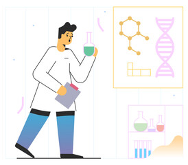 Man studying chemistry in laboratory