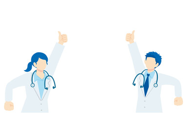 元気にサムズアップする白衣のお医者さんのイラスト