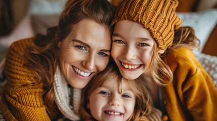 Fototapeta premium Laughter: The humor and joy exchanged among family members, creating a warm, cheerful environment that deepens bonds and enhances family life. 