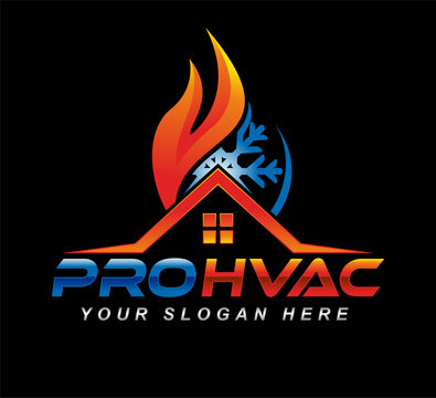 heating and cooling hvac illustration graphic vector logo emblem template 