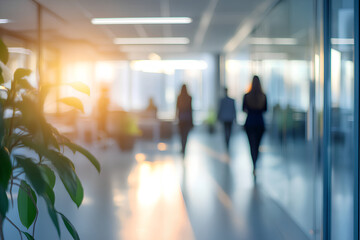 Business office with blurred people casual wear, with blurred bokeh background, blurred background