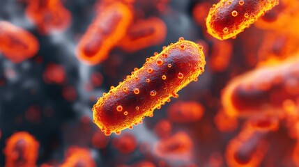 Fototapeta premium 3D model of bioengineered bacteria cleaning an oil spill, biotechnology ecology, marine bioremediation