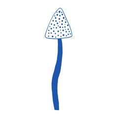 Simple Blue Mushroom Illustration Art with Dotted Cap