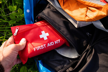 Naklejka premium The Essential First Aid Kit is crucial for ensuring safety during exciting outdoor adventures in nature