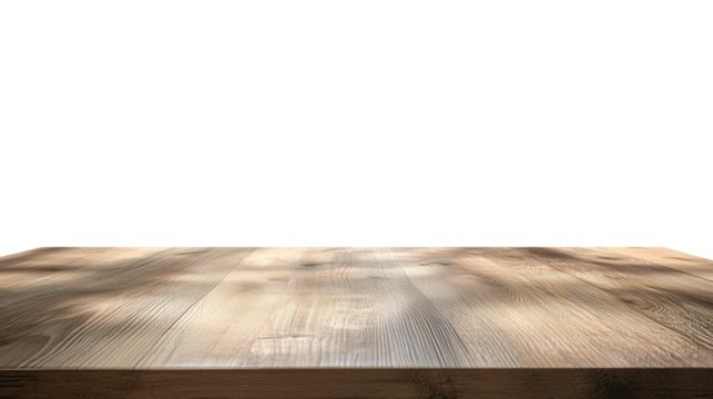 Light wooden table top on white background, Products presentation concept