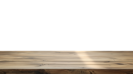 Light wooden table top on white background, Products presentation concept