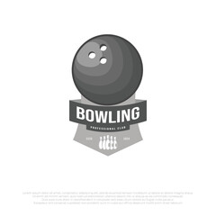simple bowling logo design template. vector illustration of bowling ball element on top of a trophy