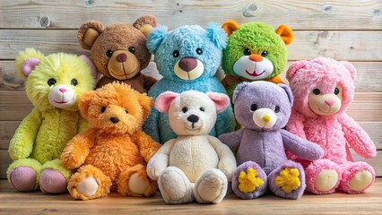 A collection of thoughtful soft toys with unique designs and colors , soft, toys, thoughtful, unique, designs, colors