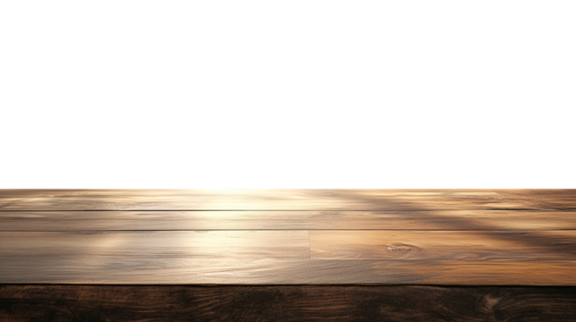 Light wooden table top on white background, Products presentation concept