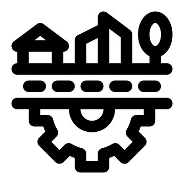 black buildings gear icon clip art preview