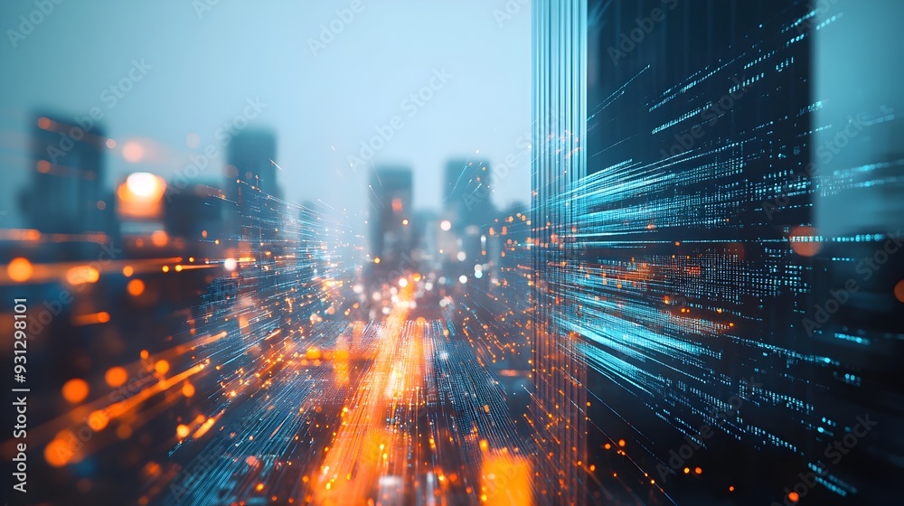 Poster edge computing devices efficiently processing data at the network s edge with blurred cityscape back