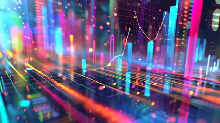 Vivid floating charts and graphs  abstract representation of data analysis and insight discovery