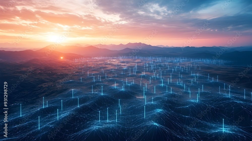 Poster edge computing nodes situated in a remote scenic landscape processing data locally to ensure low lat