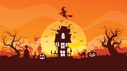 Happy Halloween background, Halloween vector illustration.	