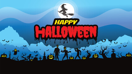 Happy Halloween background, Halloween vector illustration.	