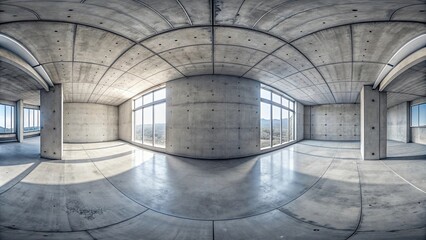360 degree spherical seamless panorama abstract empty concrete room interior studio hall rendering hdri hdr vr style