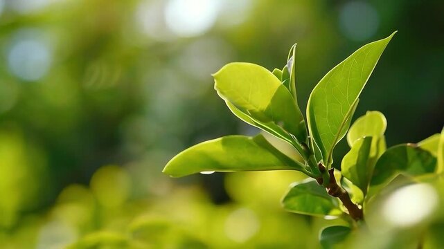 A green tea plant  is pictured in the sunlight