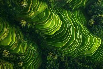 Abstract fern leaf pattern, tropical nature foliage, green plant texture