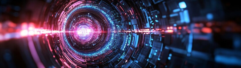 Obraz premium Futuristic abstract design featuring vibrant colors and intricate patterns, symbolizing advanced technology and digital innovation.