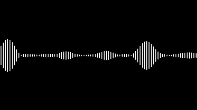 White Sound Wave Animation on Black Background, Audio Visualizer