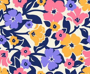 Retro floral seamless pattern design. Beautiful floral pattern in cute flowers.