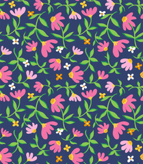 Seamless floral print. Beautiful floral pattern in small daisy flowers. Liberty template for fashion prints.