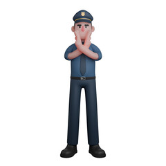 3D Law Expert. A police officer stands with arms crossed in front of his chest, forming an 