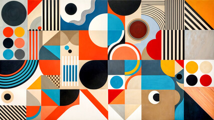 Obraz premium Abstract Geometric Shapes and Textures Collage Artwork