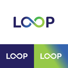 Typography text Loop logo symbol icon flat stock vector design