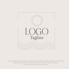 Hand drawn boho sun logo template
